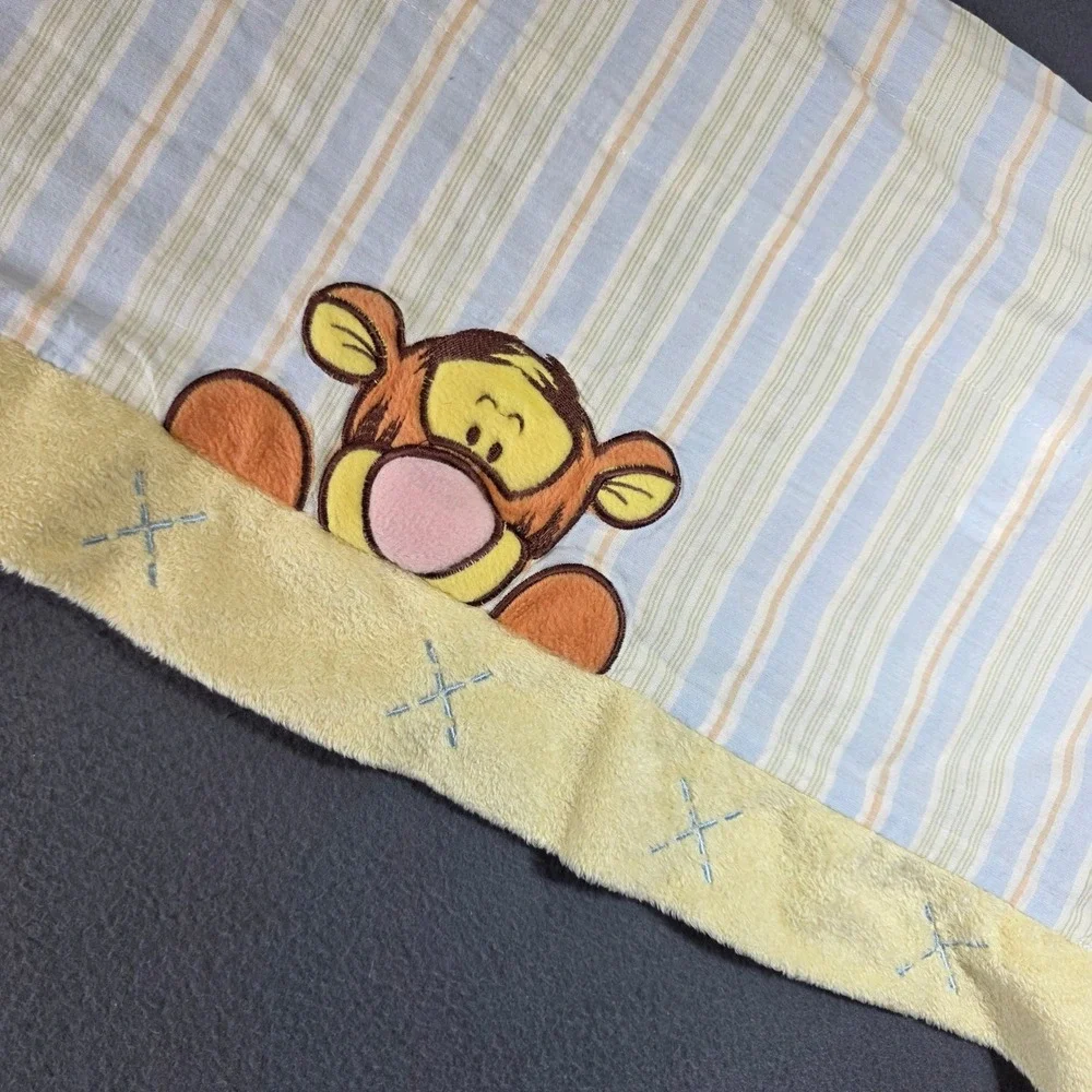 Disney Winnie the Pooh Tigger Piglet Striped Window Valance Yellow Blue 56x15
